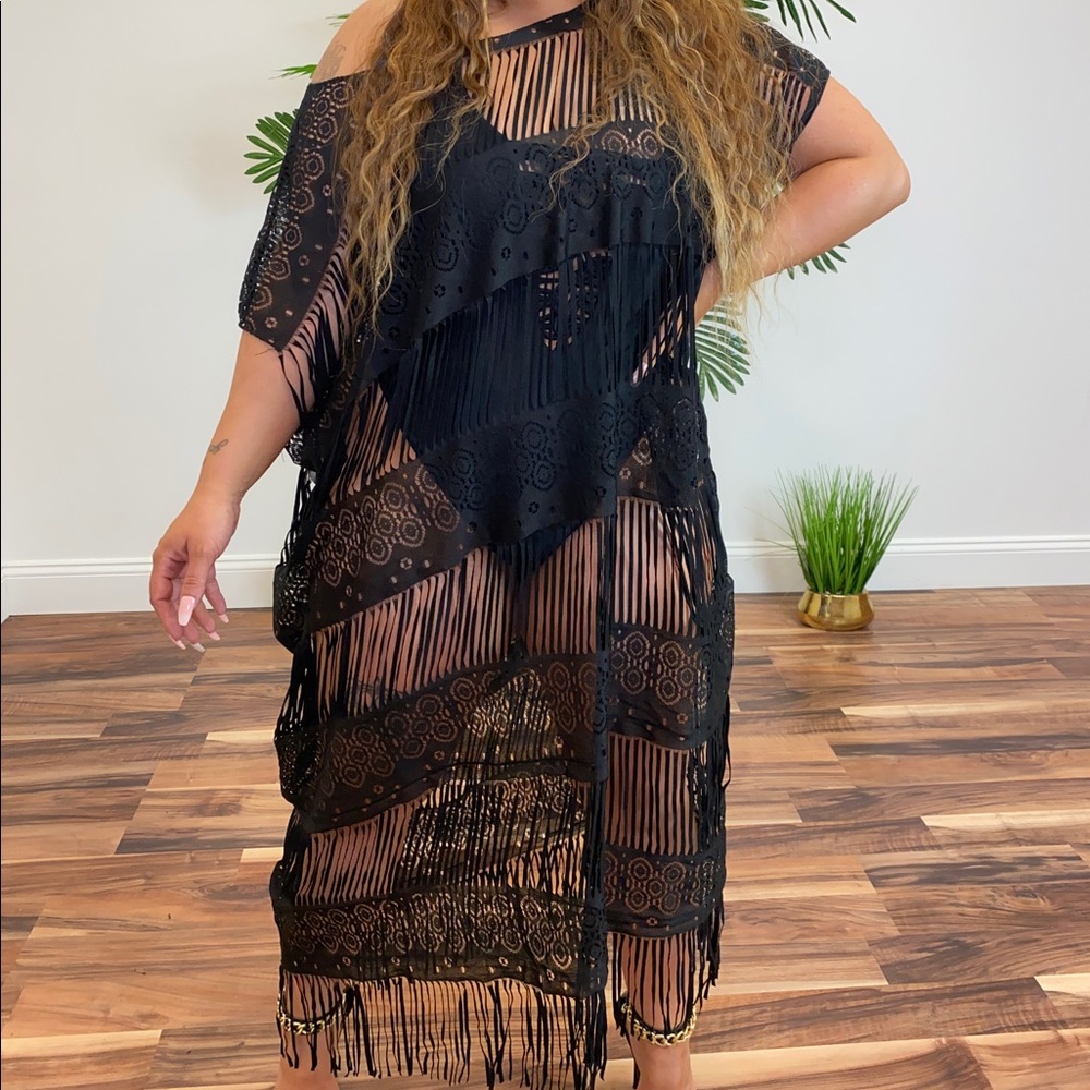 ‼️ Black Net Crochet Swim Wear Beach Pool Cover Up - Picture 7 of 7